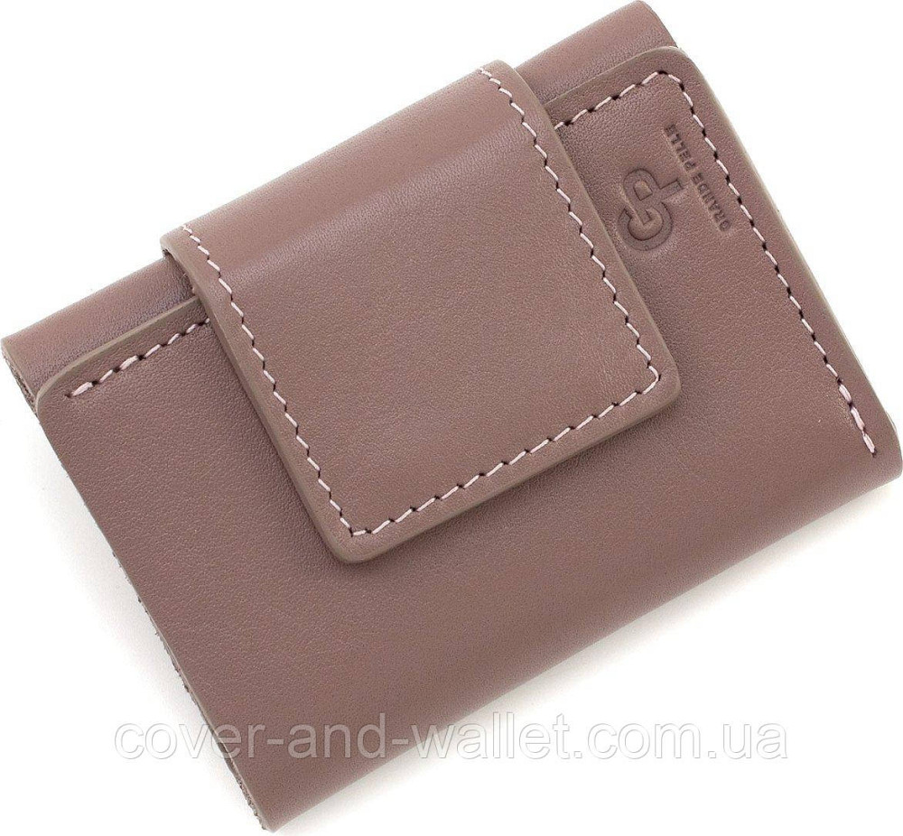 Небольшой женский кожаный кошелек пудрового цвета ручной роботы Grande Pelle Киев - изображение 5