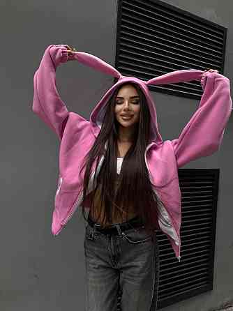 Женская стильная тощая с ушками тренить на флисе Розовый Одесса