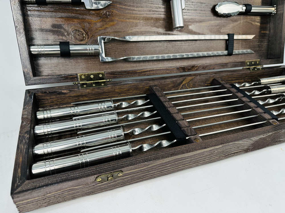 Подарунковий набір шампурів у дерев'яному кейсі СРІБЛО - 2 HAPPY DAYS Тернопіль - фото 5