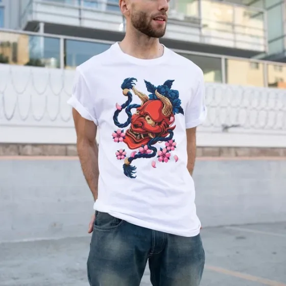 Футболка для подростка мальчика с принтом Демонічна Маска White Edition Размер 160 Anime10086 Днепр