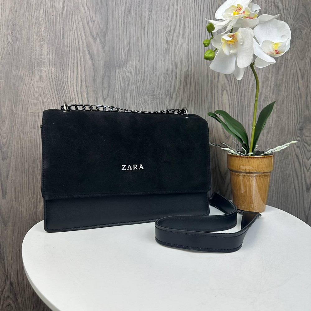 Замшева жіноча сумочка стиль Зара чорна, міні сумка натуральна замша Zara ( 25381 ) Харьков - изображение 6