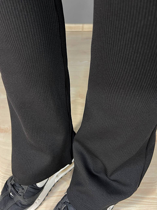 Лосини жіночі Prenses 608 кльош в рубчик з високою талією чорні, чорний, XL Київ - фото 6