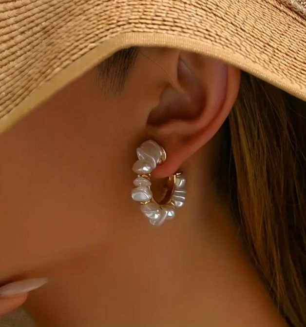 Богемные винтажные серьги с барочным жемчугом | Цинковый сплав, 3 см Киев - изображение 3