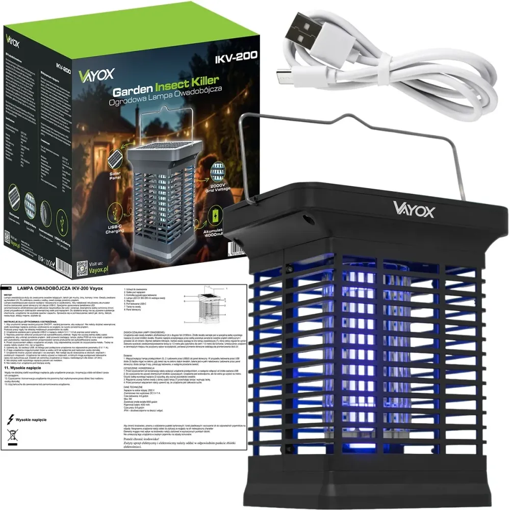 Лампа від комах на сонячній батареї Vayox IKV-200 Київ - фото 10