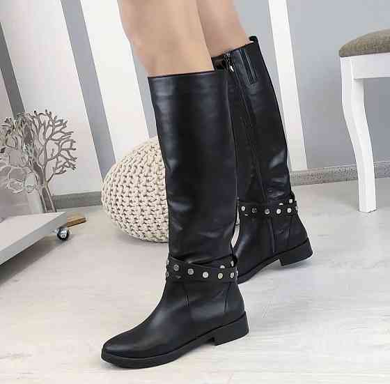 Nivelle Красиві жіночі зимові чоботи шкіряні на низькому ходу чорні на хутрі 5466/2517 р. 39, 4 Коломия