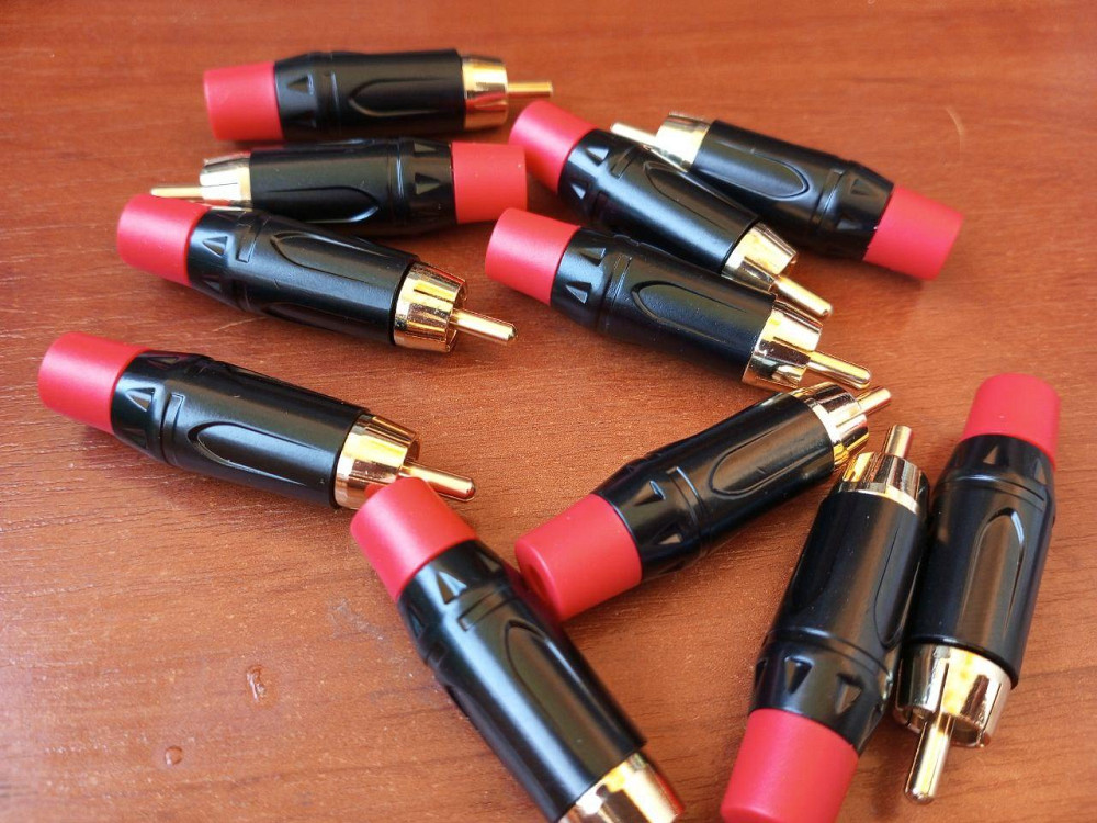 Штекер RCA gold, метал корпус, червоний Полтава - изображение 1