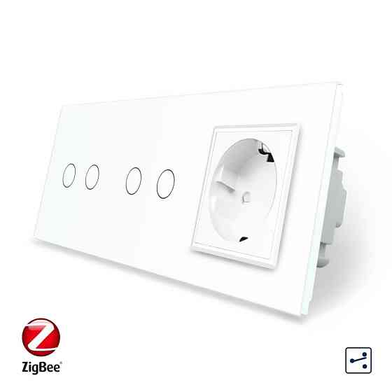 LIVOLO Розумний сенсорний прохідний/перехресний вимикач 4 сенсора (2-2) 1 розетка Livolo білий Коломия