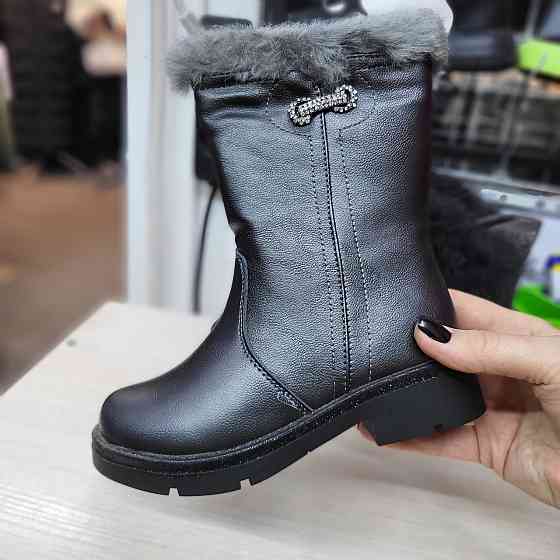 Детские зимние полусапожки черные для девочек 29,30 Николаев