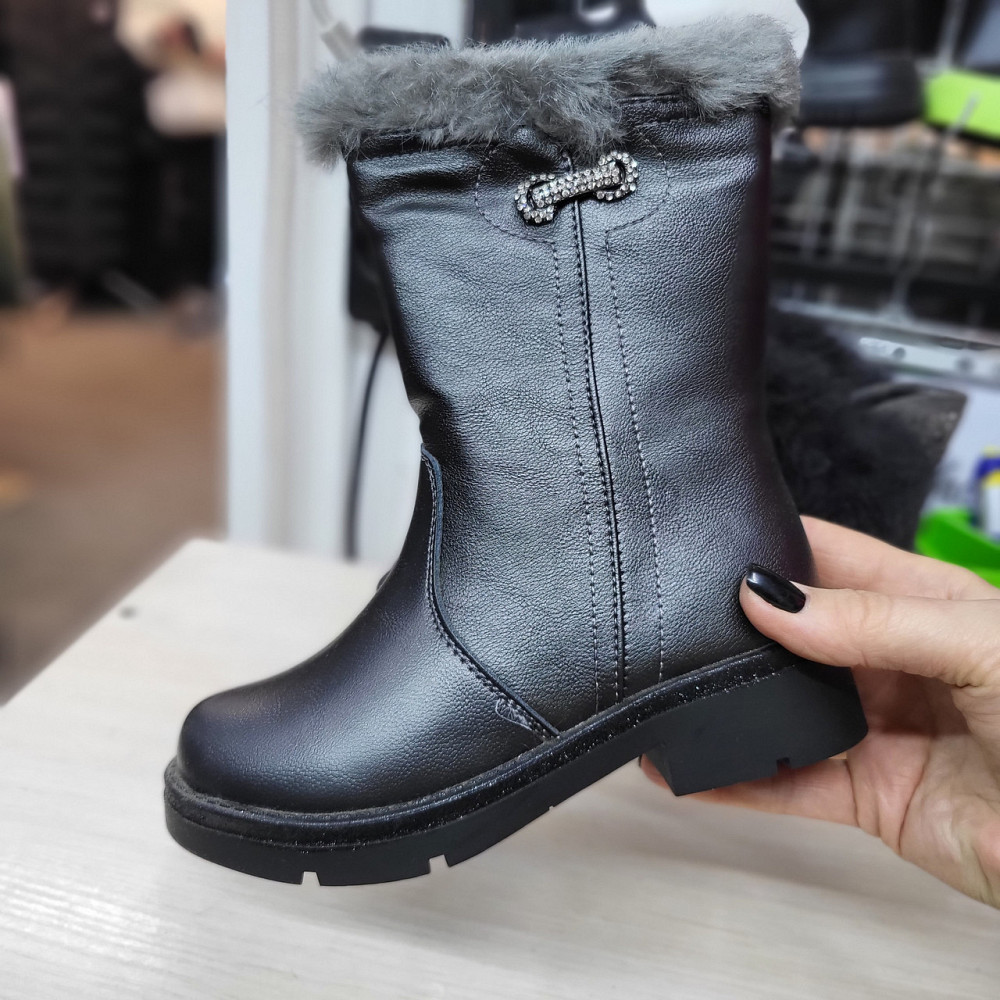 Детские зимние полусапожки черные для девочек 29,30 Николаев - изображение 1