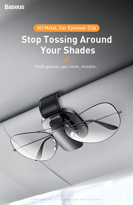Автотримач для окулярів Baseus Platinum Eyewear Clip ACYJN-B01 на сонцезахисний козирок (Чорний) Николаев - изображение 6