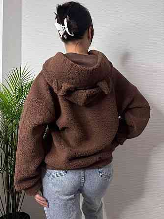 Жіноча тепла плюшева худі з вушками турецьке м'яке хутро Шоколад Одеса
