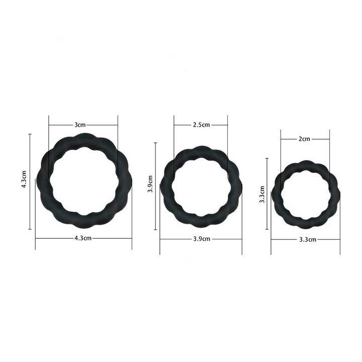 Набір ерекційних кілець (3 шт) - Ребристі - Чорні Вінниця - фото 2