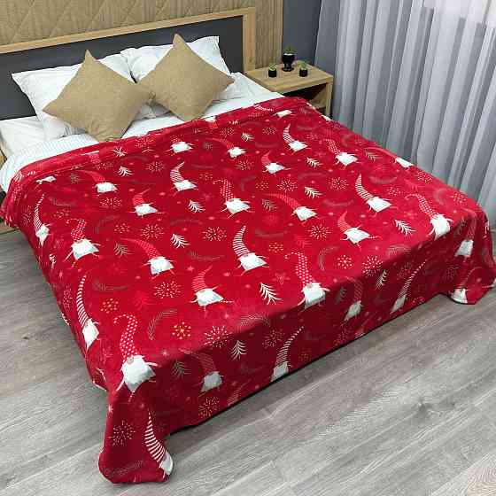 Плед-покривало Decorator WellSoft 150х210 см з різдвяним принтом Червоний (87-180) Київ