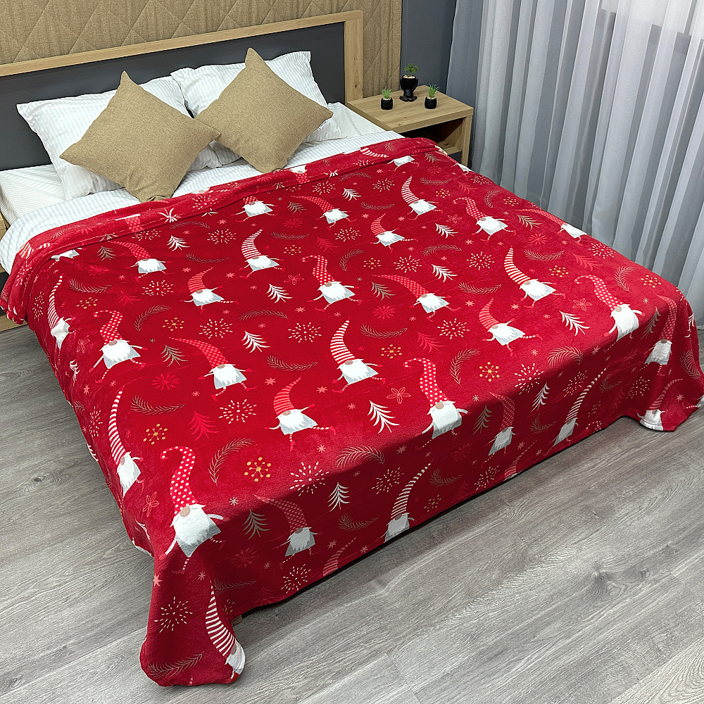 Плед-покривало Decorator WellSoft 150х210 см з різдвяним принтом Червоний (87-180) Київ - фото 1