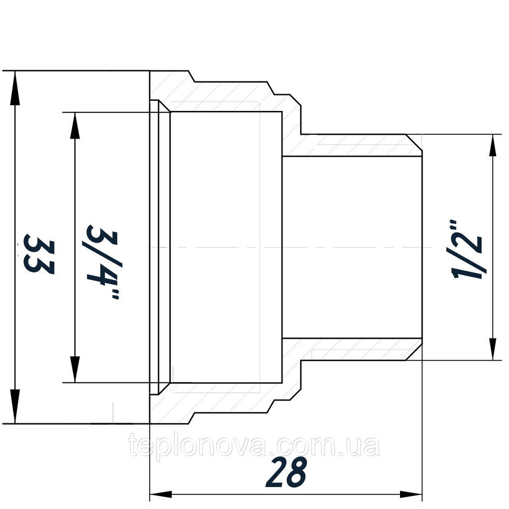 Редукционный переходник 3/4″х1/2″ВН нержавеющий SK433S OPTIMUM Черновцы - изображение 3