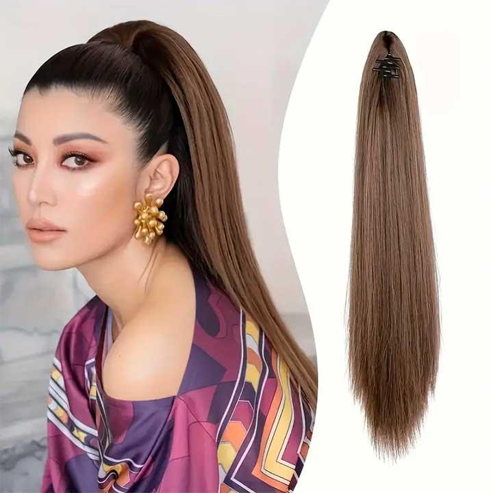 Шиньйон накладний хвіст на шпильці Didaka пряме волосся — 50 см "Шатенка" Вінниця - фото 1