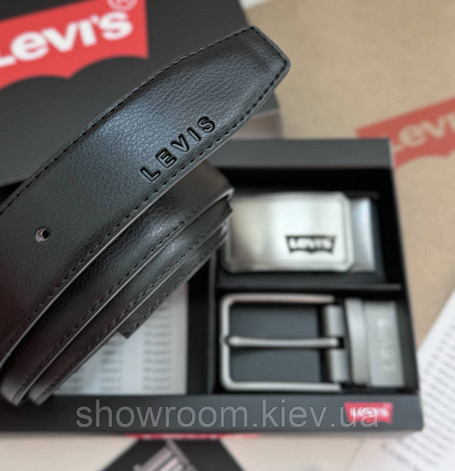 Двосторонній ремінь із двома пряжками в подарунковій упаковці Levis (516) Київ - фото 2