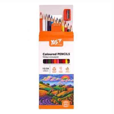 Олівці кольорові Yes Orange Line 12/24 кольорів з точилкою (290755) Вінниця