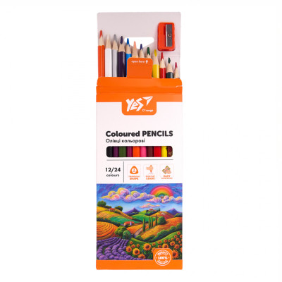 Карандаши цветные Yes Orange Line 12/24 кольорів з точилкою (290755) Винница - изображение 4