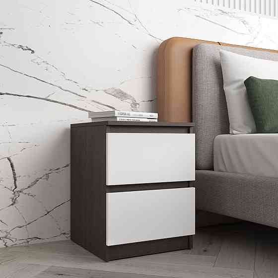 Прикроватная тумба VAYS R-5 Венге Темный-Белый фасад, 2 ящика без ручек, ЛДСП 40×40×53 см – тумба в спальню Львов