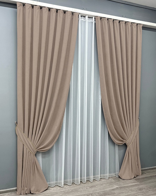 Комплект готовых штор VR-Textil Микровелюр Petek YL № 2016ш Какао 200х270 см 2 шт (32-370) Киев - изображение 3