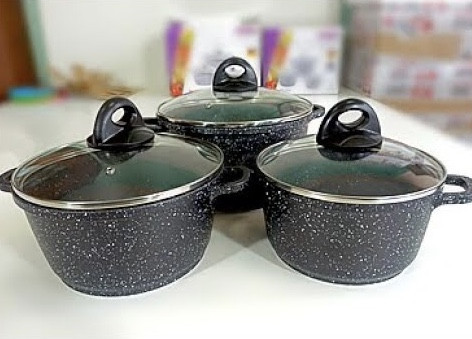 Набор посуды с мраморным покрытием 6 предметов BN-312 (4 шт/ящ) Одесса - изображение 1