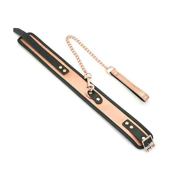 Широкий нашийник з повідцем Liebe Seele Rose Gold Memory Collar with Leash, натуральна шкіра Sex Aura Київ