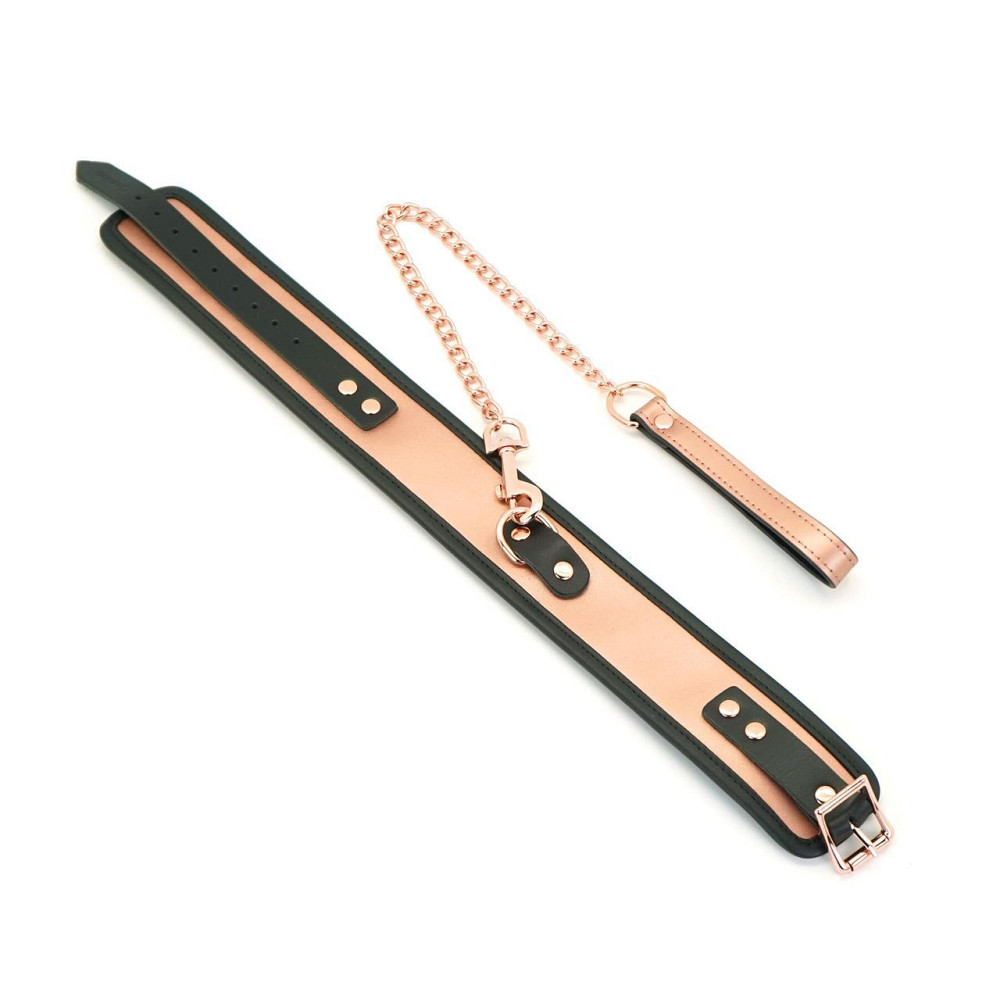 Широкий нашийник з повідцем Liebe Seele Rose Gold Memory Collar with Leash, натуральна шкіра Sex Aura Київ - фото 2