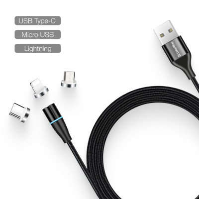 Дата кабель USB 2.0 AM to Lightning + Micro 5P + USB-C 1.0m Magnetic ColorWay (CW-CBUU038-BK) Винница - изображение 9