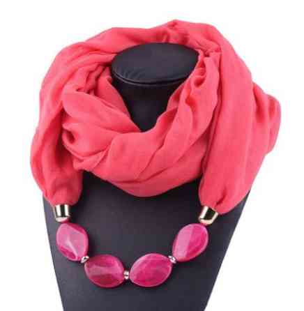 Женский шарф с ожерельем 150 на 60 см коралловый Киев