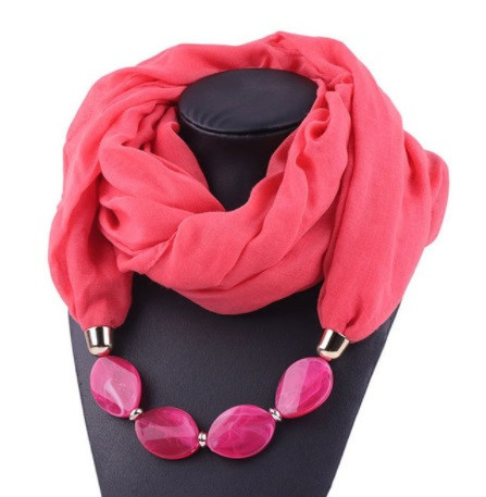 Женский шарф с ожерельем 150 на 60 см коралловый Киев - изображение 1