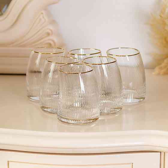 Набір із 6 склянок 400 мл із вигнутими стінками та вертикальним рифленням HP-16-20 Коломыя