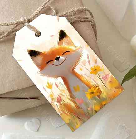 Подарункові бірки «Лисичка» 10 шт, 9×5 см + джутовий шнур 5 м Київ