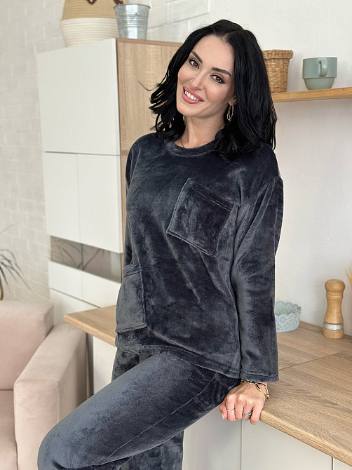 Махровый костюм с декоративными карманами Luci 42-44, Графит Киев - изображение 3