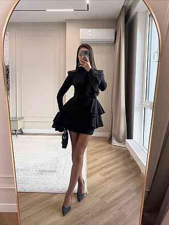 Женское черное мини платье с воланами трикотаж алекс 44/46 Одесса