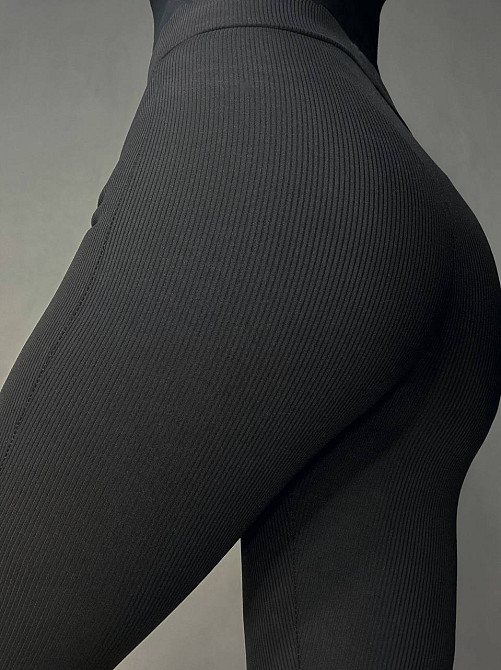 Лосини жіночі Prenses 806 утеплені кльош рубчик чорні, чорний, 2XL Київ - фото 5