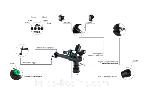 Дощувач Presto-PS зрошувач імпульсний Big на 2 форсунки з різьбленням 1,1/2 дюйма (6011) Харьков