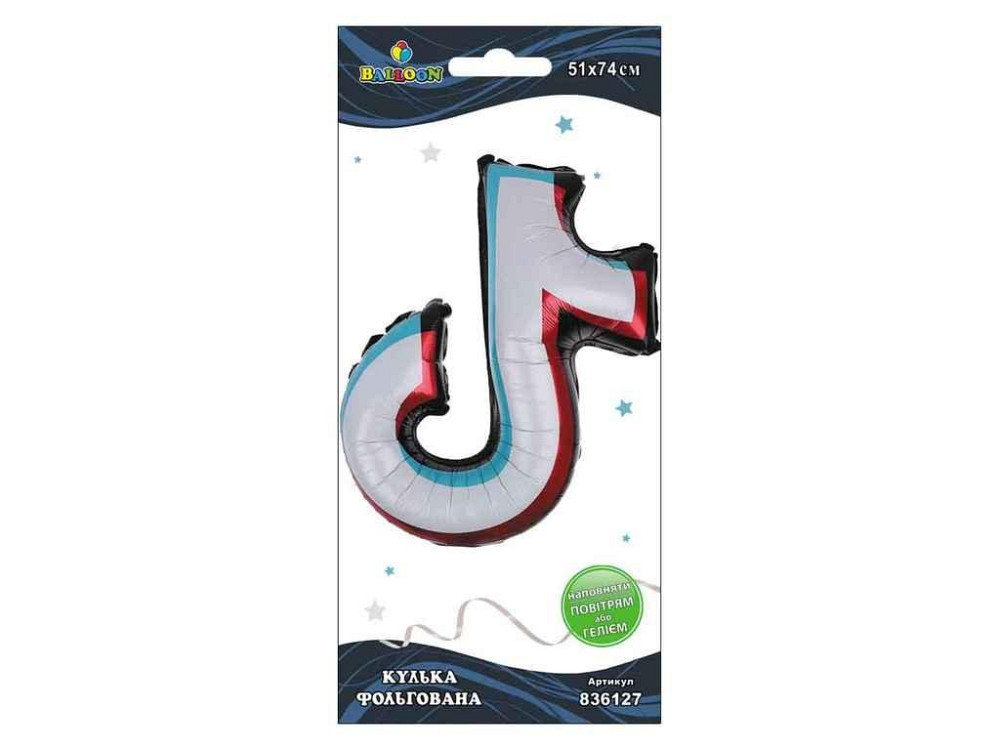Кулька фольгована знак TikTok 74 см 836127 ТМ PELICAN Київ - фото 1