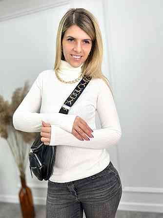 Жіночий гольф в рубчик "Made" оптом | Батал 54-56, Молочний Київ