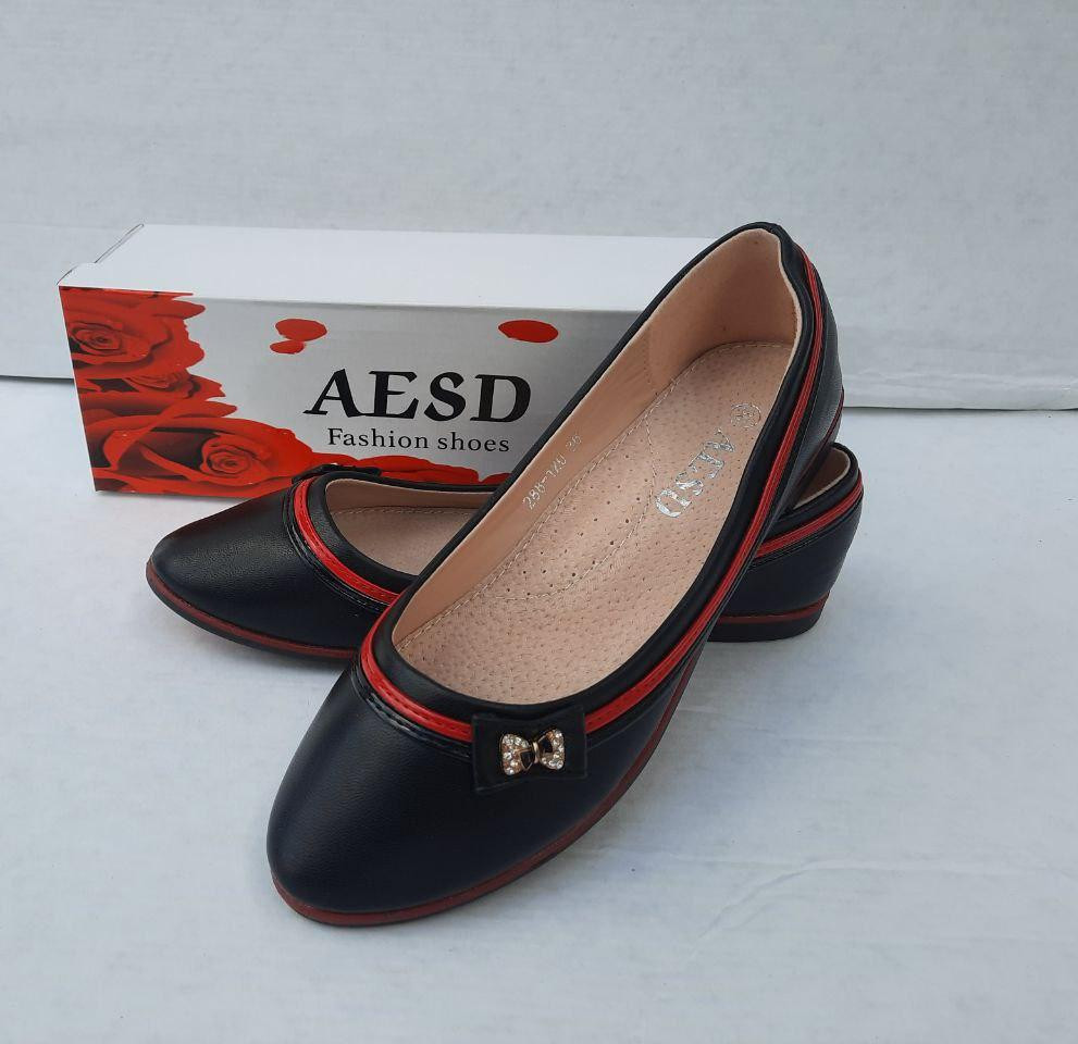 -Жінні Балетки Чорні з Червоним Мокасини Туфлі (розміри: 37,38) — 88-120 Дніпро - фото 1