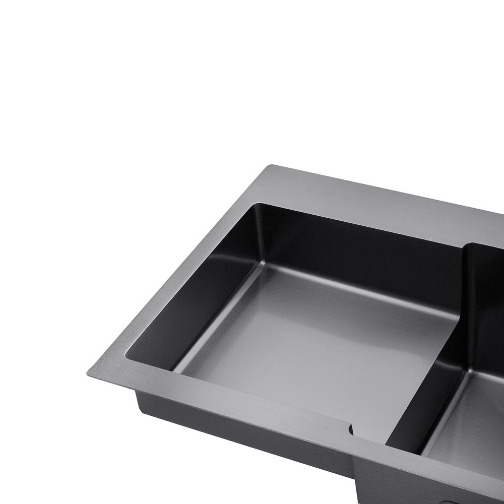 Кухонная мойка с нержавеющей стали Kroner KRP Schwarze - 78х48 RHM PVD (3/1 мм) черная Киев - изображение 7