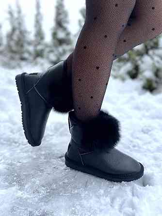 Угги жіночі OUQIDAGENI чорні натуральна шкіра зимові высота 16 см ( -1) Коломия