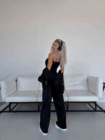 Жіночий велюровий комплект-трійка Чорний, 42/46 Харків