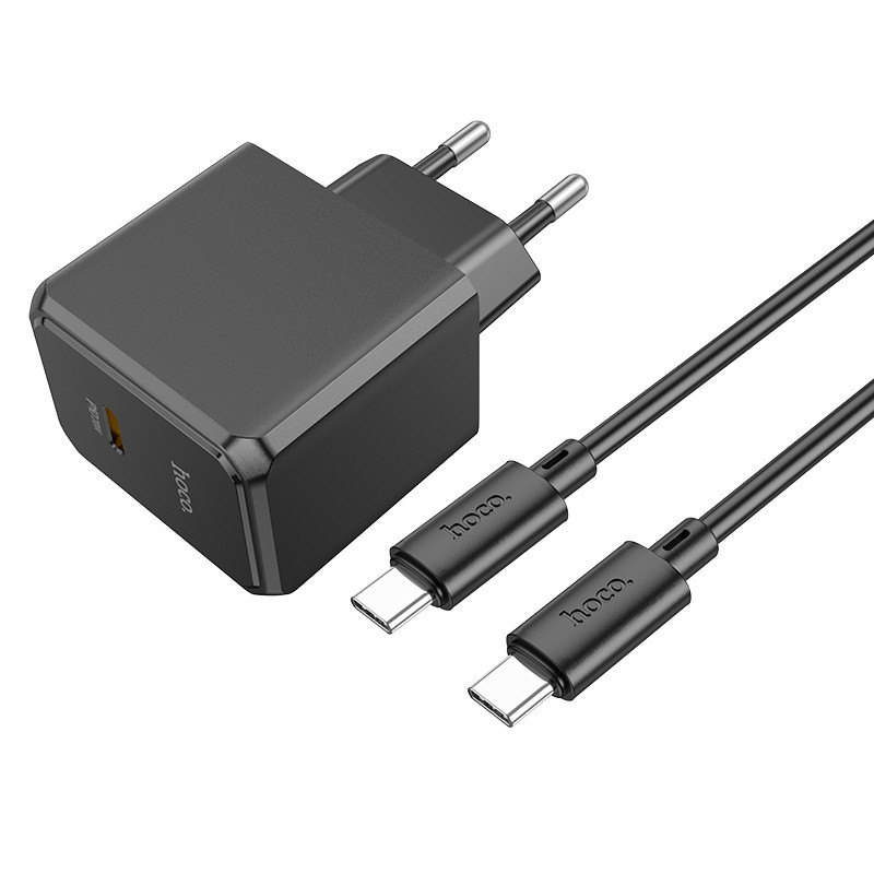 Мережевий зарядний пристрій з кабелем HOCO CS13A Ocean single port PD20W charger set(Type-C to Type-C) Black Одеса - фото 3