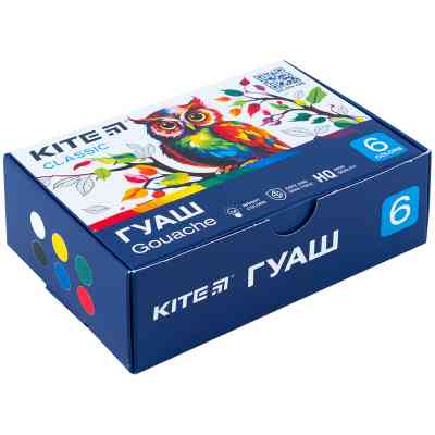 Гуашевые краски Kite Classic 6 цветов х 20 мл (K-062) Винница