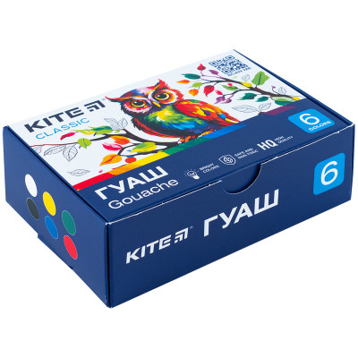 Гуашевые краски Kite Classic 6 цветов х 20 мл (K-062) Винница - изображение 1