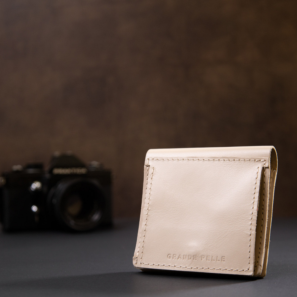 Оригінальне жіноче портмоне з монетницею GRANDE PELLE 11369 Бежевий Київ - фото 3