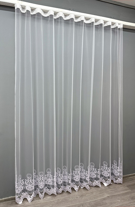 Тюль VR-Textil 1821т Фатин с вышивкой Белый 300х270 см (42-0804) Киев - изображение 3
