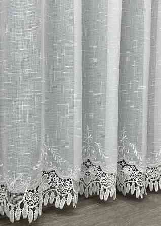 Тюль лен с кружевом цвет белый 1806т Киев