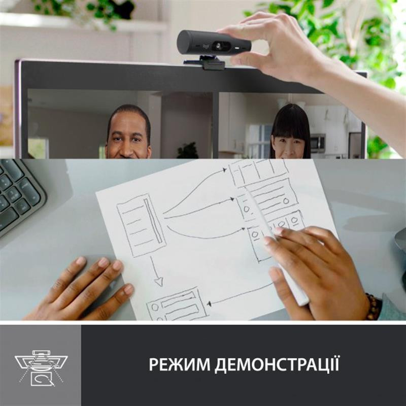 Веб-камера Logitech Brio 500 Graphite (960-001422) Чорний Харьков - изображение 7